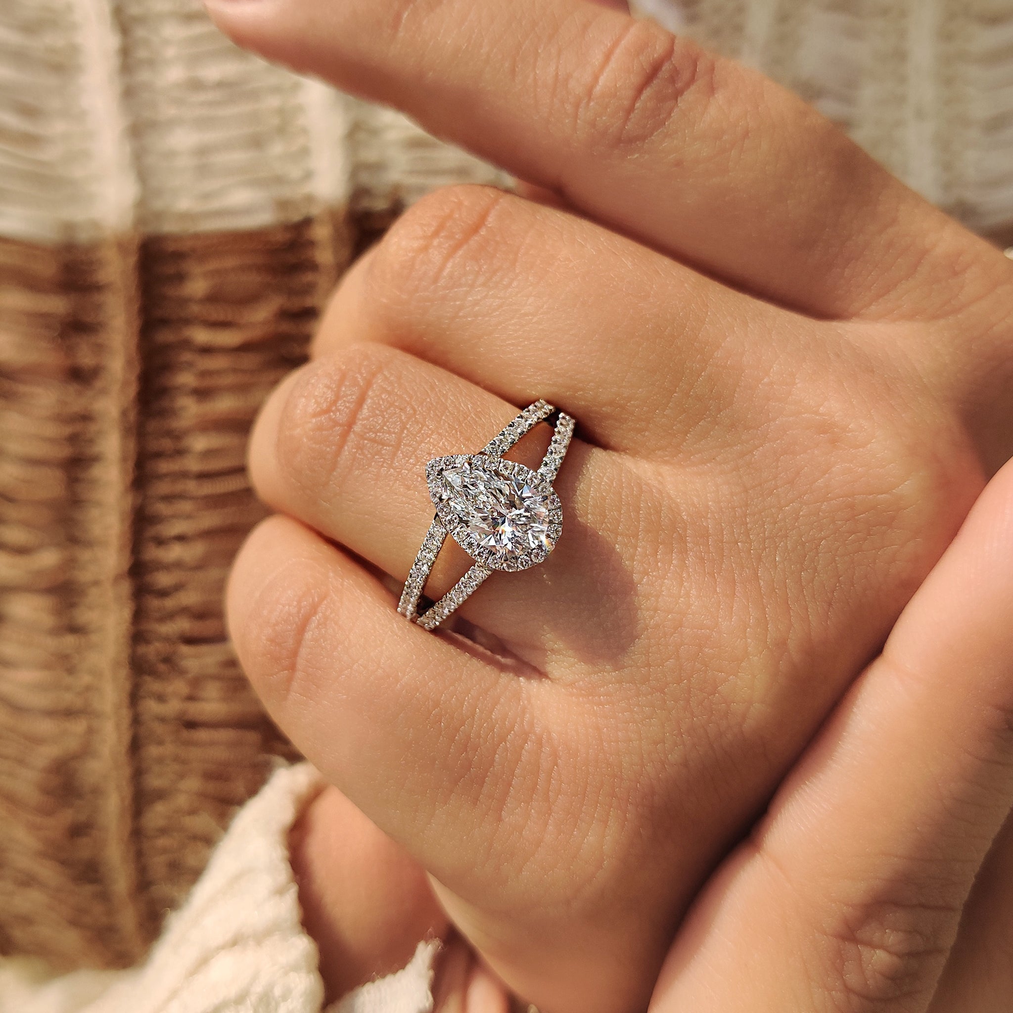 Cushion Hidden Halo Lab Grown Diamond Engagement Ring